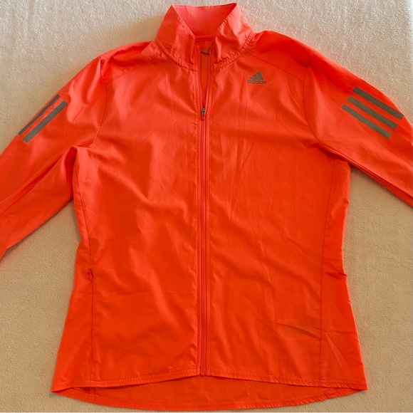 Adidas Running Vibrant Orange Track Jacket Windbreaker Rain Jacket ladies small - Picture 4 of 11